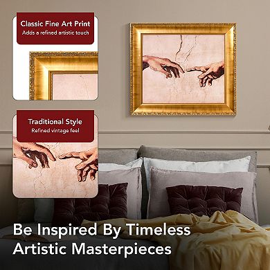 American Art Décor Ornate Framed "Creation of Adam" Canvas Print by Michelangelo