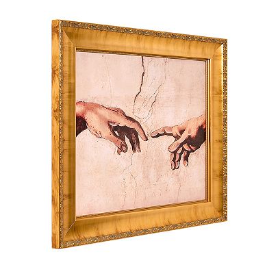 American Art Décor Ornate Framed "Creation of Adam" Canvas Print by Michelangelo