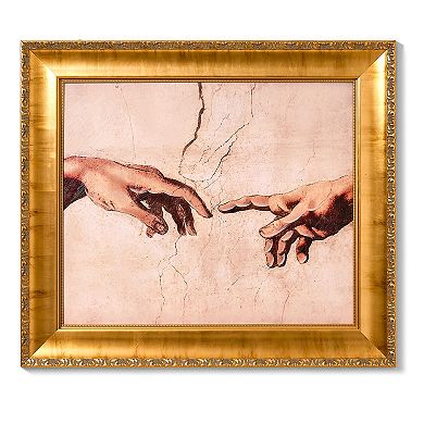American Art Décor Ornate Framed "Creation of Adam" Canvas Print by Michelangelo
