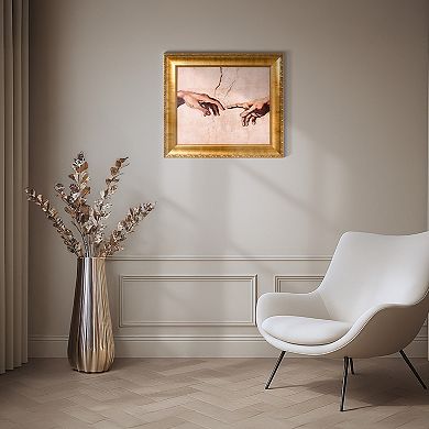 American Art Décor Ornate Framed "Creation of Adam" Canvas Print by Michelangelo