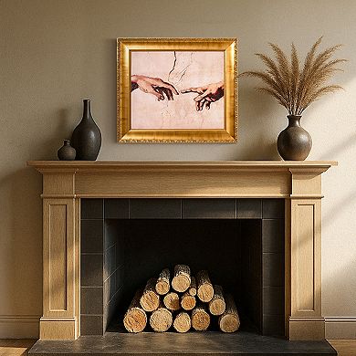 American Art Décor Ornate Framed "Creation of Adam" Canvas Print by Michelangelo