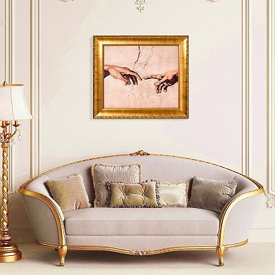 American Art Décor Ornate Framed "Creation of Adam" Canvas Print by Michelangelo