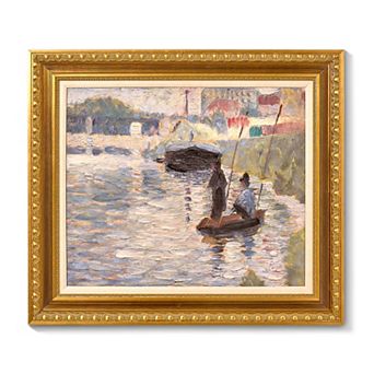 American Art Décor Ornate Framed "View of the Siene" Canvas Print by Georges Seurat