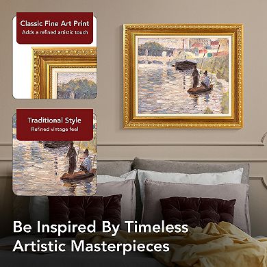 American Art Décor Ornate Framed "View of the Siene" Canvas Print by Georges Seurat