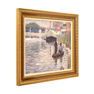 American Art Décor Ornate Framed "View of the Siene" Canvas Print by Georges Seurat