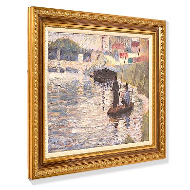 American Art Décor Ornate Framed "View of the Siene" Canvas Print by Georges Seurat