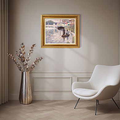 American Art Décor Ornate Framed "View of the Siene" Canvas Print by Georges Seurat