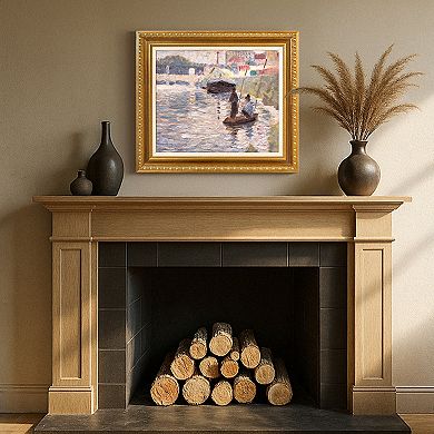 American Art Décor Ornate Framed "View of the Siene" Canvas Print by Georges Seurat