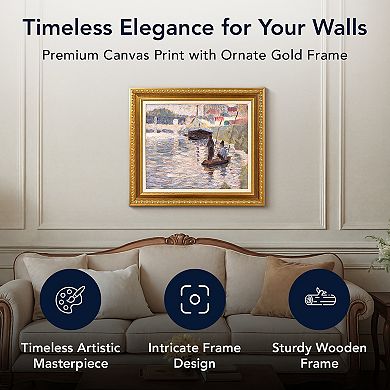 American Art Décor Ornate Framed "View of the Siene" Canvas Print by Georges Seurat