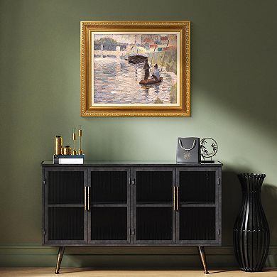 American Art Décor Ornate Framed "View of the Siene" Canvas Print by Georges Seurat
