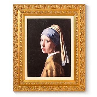American Art Décor Ornate Framed "Girl with a Pearl Earring" Canvas Print by Johannes Vermeer