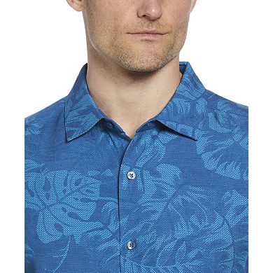 Men's Cubavera Tropical Leaves Short Sleeve Button-Down Shirt