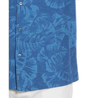 Men's Cubavera Tropical Leaves Short Sleeve Button-Down Shirt