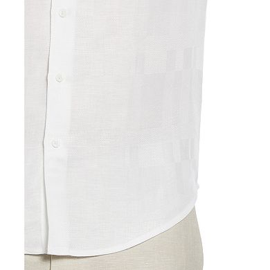 Men's Cubavera Geometric Dobby Textured Long Sleeve Button-Down Shirt
