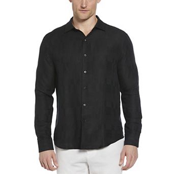Men's Cubavera Geometric Dobby Textured Long Sleeve Button-Down Shirt