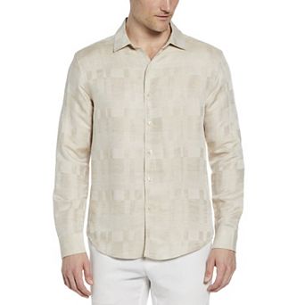 Men's Cubavera Geometric Dobby Textured Long Sleeve Button-Down Shirt