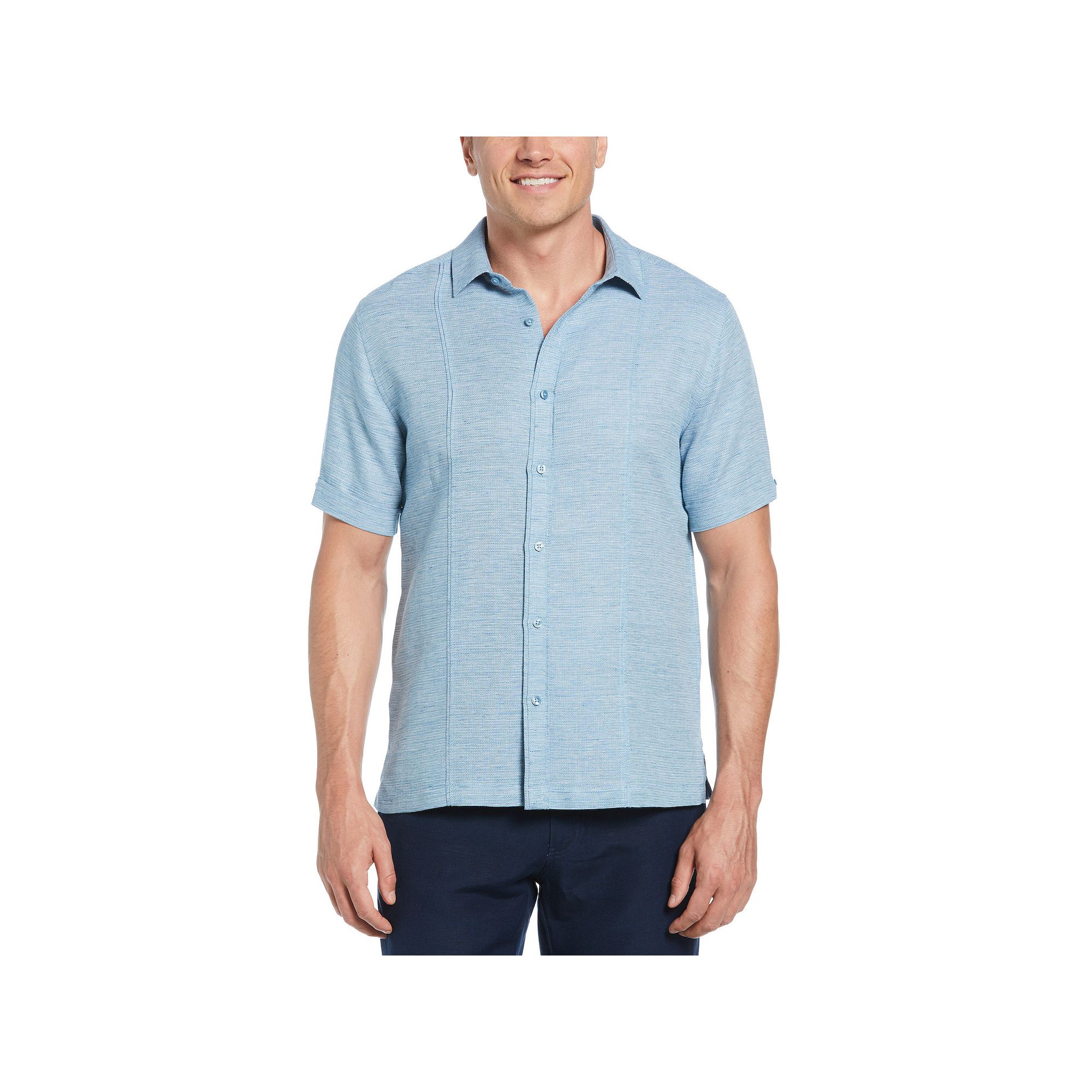 Mens Cubavera Tuck Panel Dobby Short Sleeve Button-Down Shirt, Size: XXL, 