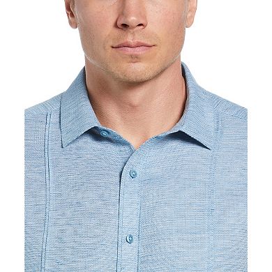 Men's Cubavera Tuck Panel Dobby Short Sleeve Button-Down Shirt