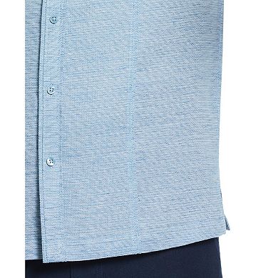 Men's Cubavera Tuck Panel Dobby Short Sleeve Button-Down Shirt