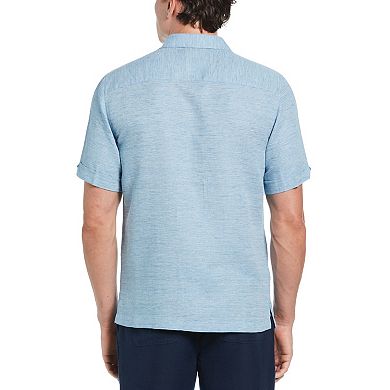 Men's Cubavera Tuck Panel Dobby Short Sleeve Button-Down Shirt
