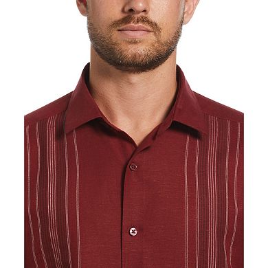 Men's Cubavera Chambray Panel Short Sleeve Button-Down Shirt