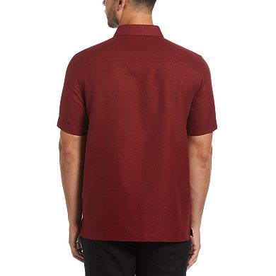 Men's Cubavera Chambray Panel Short Sleeve Button-Down Shirt