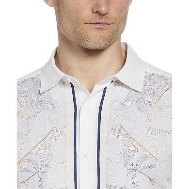 Men's Cubavera Linen Blend Leaf Print Short Sleeve Button-Down Shirt