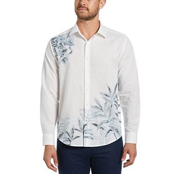 Men's Cubavera Reverse Asymmetric Print Long Sleeve Button-Down Shirt