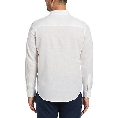 Men's Cubavera Reverse Asymmetric Print Long Sleeve Button-Down Shirt