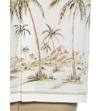 Men's Cubavera Palm Print Border Short Sleeve Button-Down Shirt