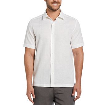 Men's Cubavera Embroidered Contrast Wave Short Sleeve Button-Down Panel Shirt