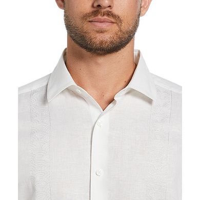 Men's Cubavera Embroidered Contrast Wave Short Sleeve Button-Down Panel Shirt