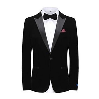Men's 2 pc Velvet Birdseye Lapel Slim-fit Tuxedo With Performance Stretch Pants & Bow Tie