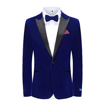 Men's 2 pc Velvet Birdseye Lapel Slim-fit Tuxedo With Performance Stretch Pants & Bow Tie