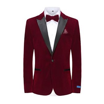 Men's 2 pc Velvet Birdseye Lapel Slim-fit Tuxedo With Performance Stretch Pants & Bow Tie