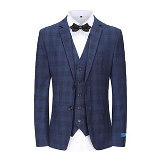 Men's 3 pc Performance Stretch Slim Fit Check Suit