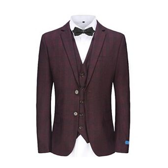 Men's 3 pc Performance Stretch Slim Fit Check Suit