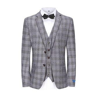 Men's 3 pc Performance Stretch Slim Fit Check Suit