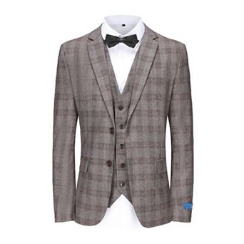 Men's 3 pc Performance Stretch Slim Fit Check Suit