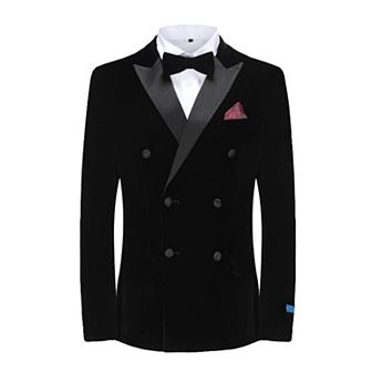 Men's 2 pc Velvet Birdseye Lapel Double-breasted Slim-fit Tuxedo With Performance Stretch Pants