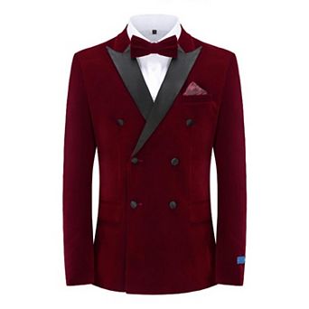 Men's 2 pc Velvet Birdseye Lapel Double-breasted Slim-fit Tuxedo With Performance Stretch Pants
