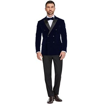 Men's 2 pc Velvet Birdseye Lapel Double-breasted Slim-fit Tuxedo With Performance Stretch Pants
