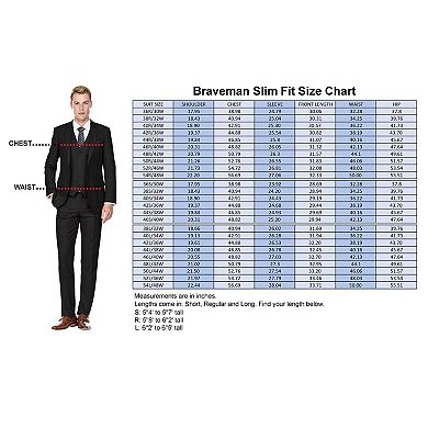 Men's 3-piece Performance Stretch Slim Fit Blue & Black Plaid Suit