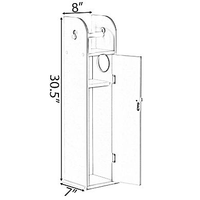 White Freestanding Bathroom Toilet Paper Roll Holder With Storage And Extra Slot For Tissue Roll