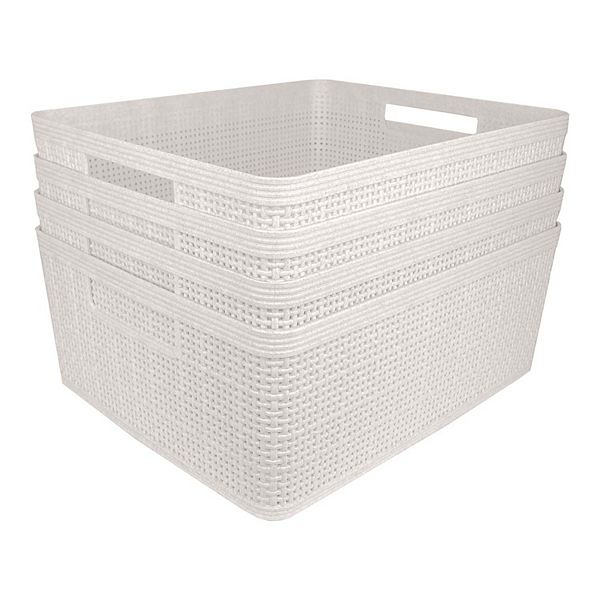 Belle Maison 4-pk. Medium Rectangle Wheat Bins - Linen
