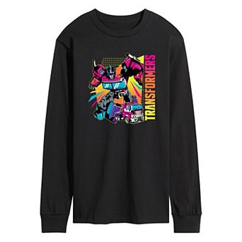 Men's Transformers Neon Halftones Long Sleeve Graphic Tee