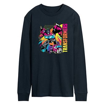 Men's Transformers Neon Halftones Long Sleeve Graphic Tee