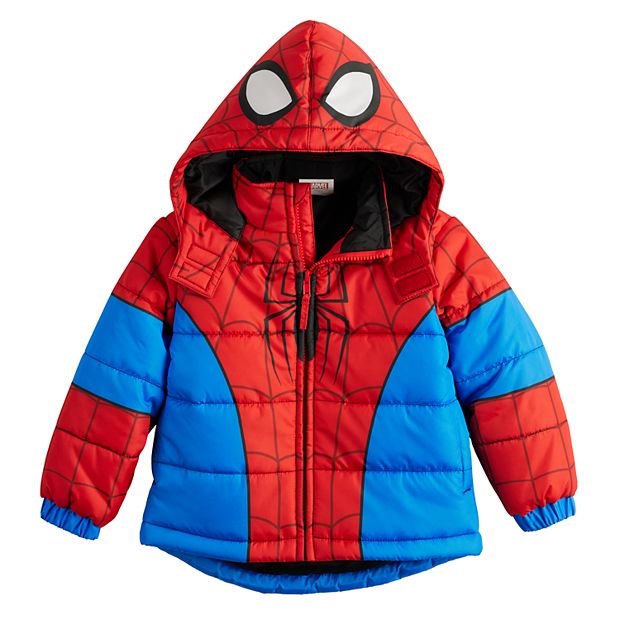 Toddler Boy Spider Man Hooded Puffer Jacket