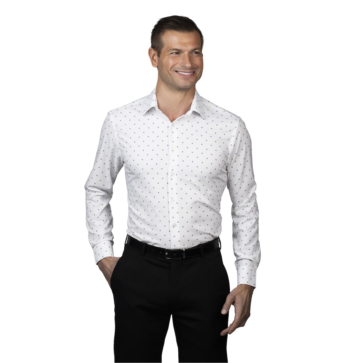 Men's Ben Sherman Slim-Fit Dress Shirt - Blue Geo White Check (S 32-33)