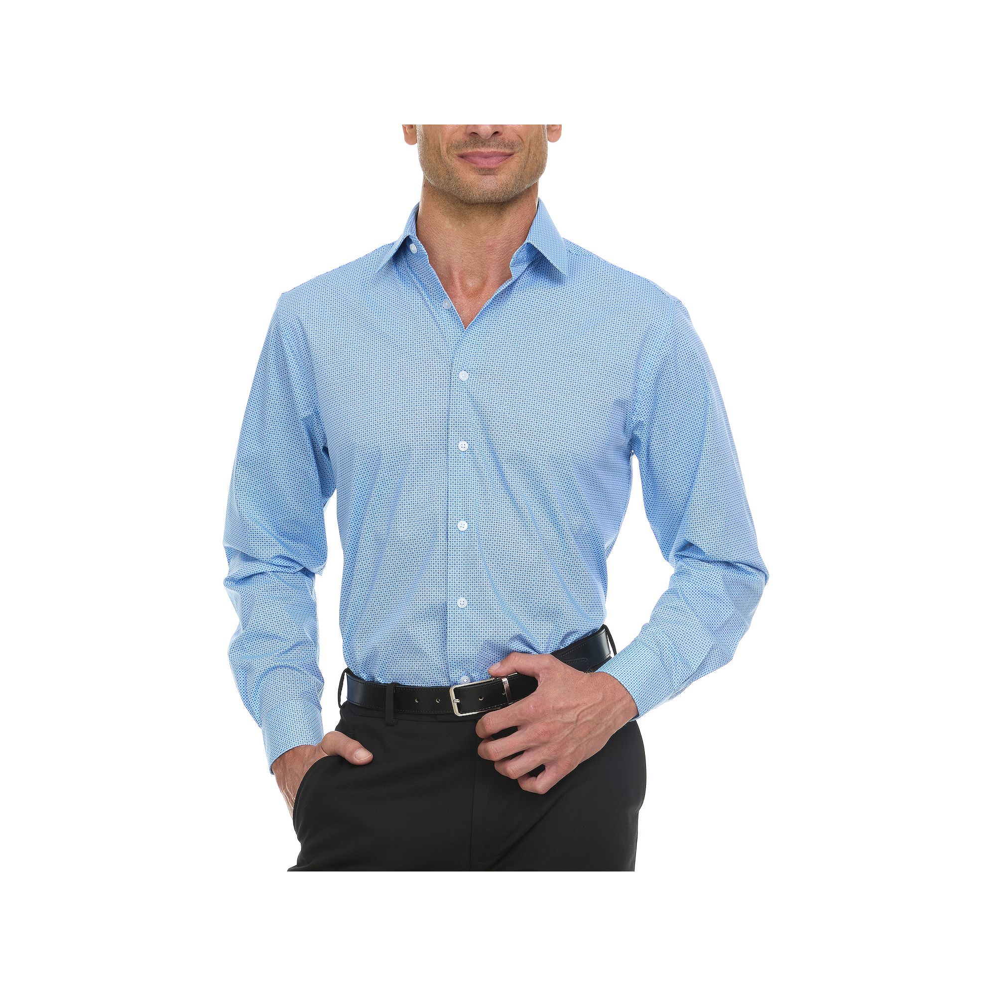 Mens Ben Sherman Slim-Fit Dress Shirt, Size: XL-34/35, Blue Micro Print